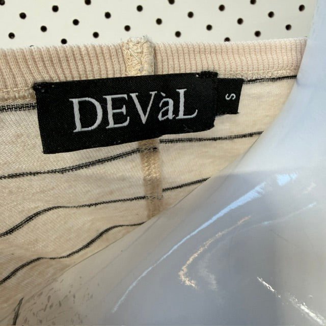 DEVAL / striped raw edge l/s tee / s (3919490354312887668)
