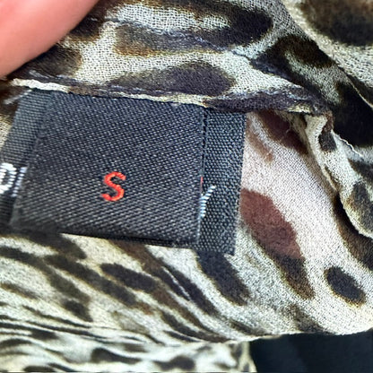 HELEN CHERRY / 100% silk / sheer leopard print blouse / s (3919490367975045428)