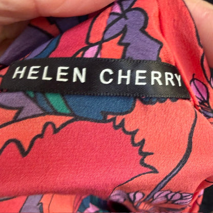 HELEN CHERRY / 100% silk / bright floral print blouse / s (3919490386315221008)