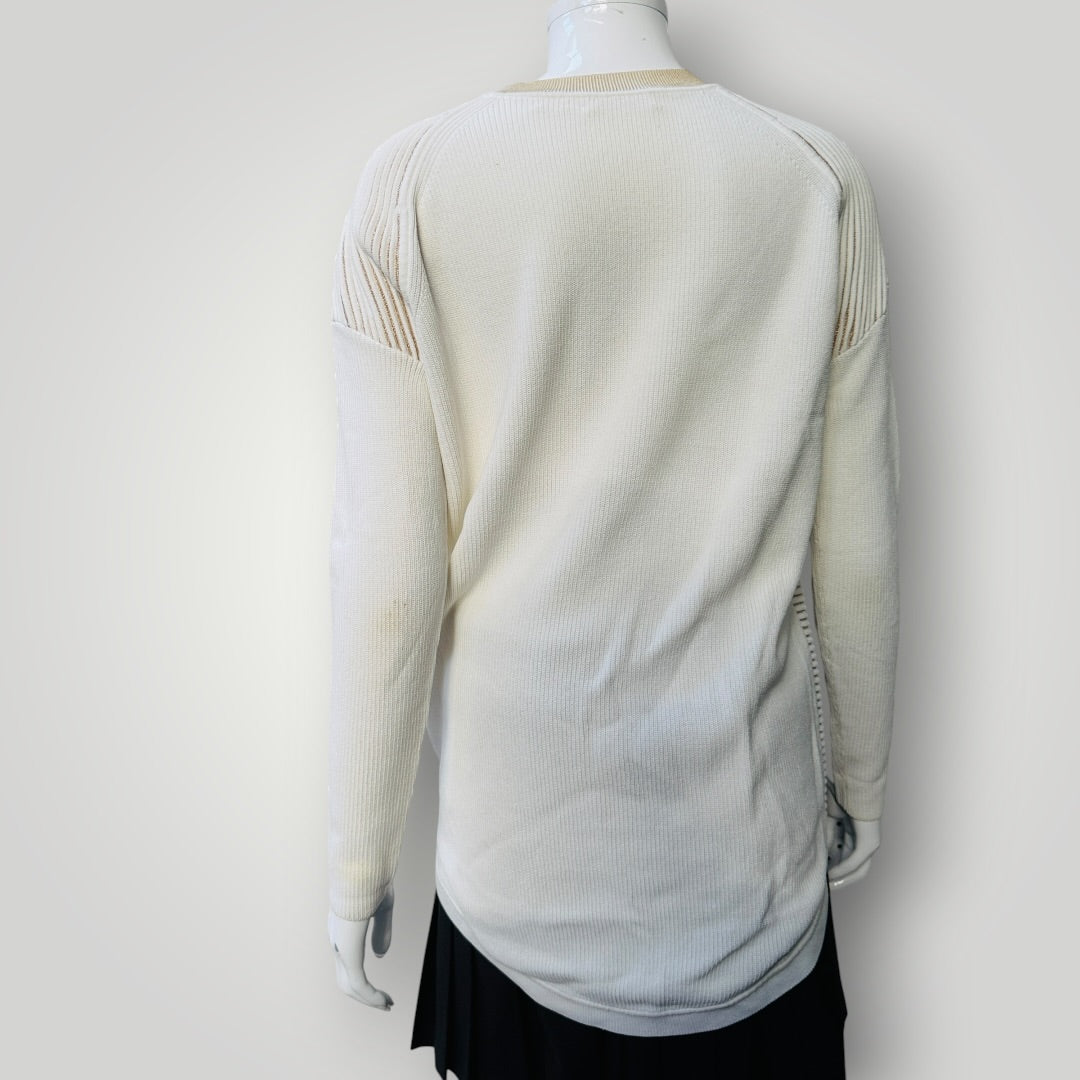 SASS BIDE / white + gold ribbed top / s (3919490760908504165)