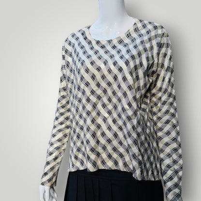 SASS BIDE / black white gold geometric top / s (3919490765450346774)