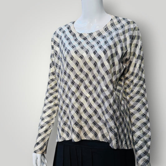 SASS BIDE / black white gold geometric top / s (3919490765450346774)