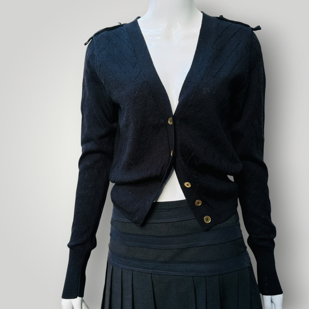 KATE SYLVESTER / epaulet merino cardigan / s (3919490783130862093)