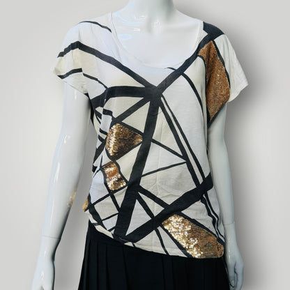SASS + BIDE / geometric top with sequins / s (3919490786826370410)