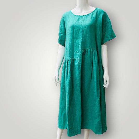 IMAGINE / green linen maxi dress / made in italy / one size (3919579038180898987)