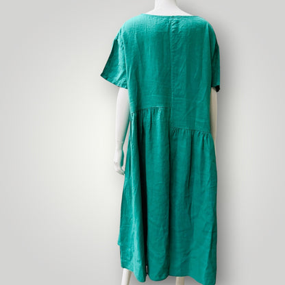 IMAGINE / green linen maxi dress / made in italy / one size (3919579039689423085)