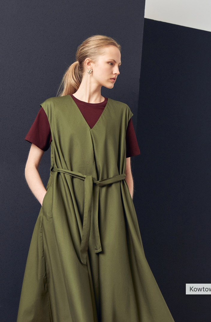 KOWTOW / notebook dress / moss green / m (3919585057192072643)