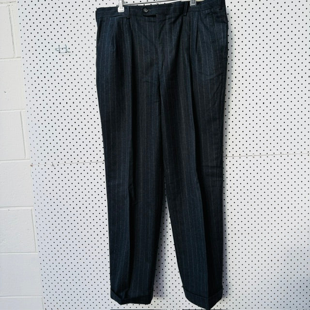 GIEVES + HAWKES / wool suit / grey pinstripes / L (3919662958491035664)