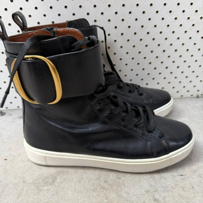 See By Chloé / Benares / black leather high-top sneakers / 39 (3919745878791530218)