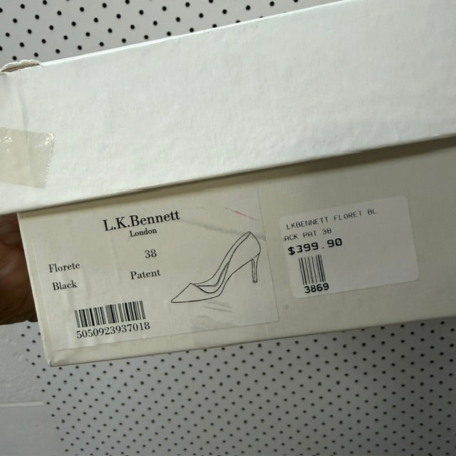 LK BENNETT / 'floret' stilettos / black patent leather / 38 (3919745898731833829)