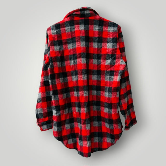1980s nz vintage / red black wool quarter zip bush shirt / m (3920092882933337196)