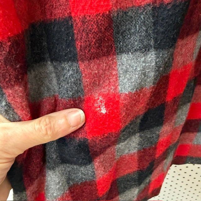 1980s nz vintage / red black wool quarter zip bush shirt / m (3920092962937243438)