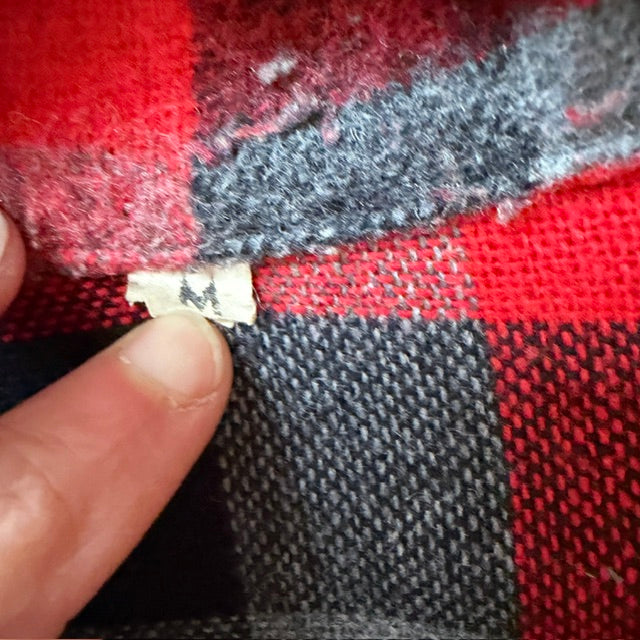 1980s nz vintage / red black wool quarter zip bush shirt / m (3920092966258264828)
