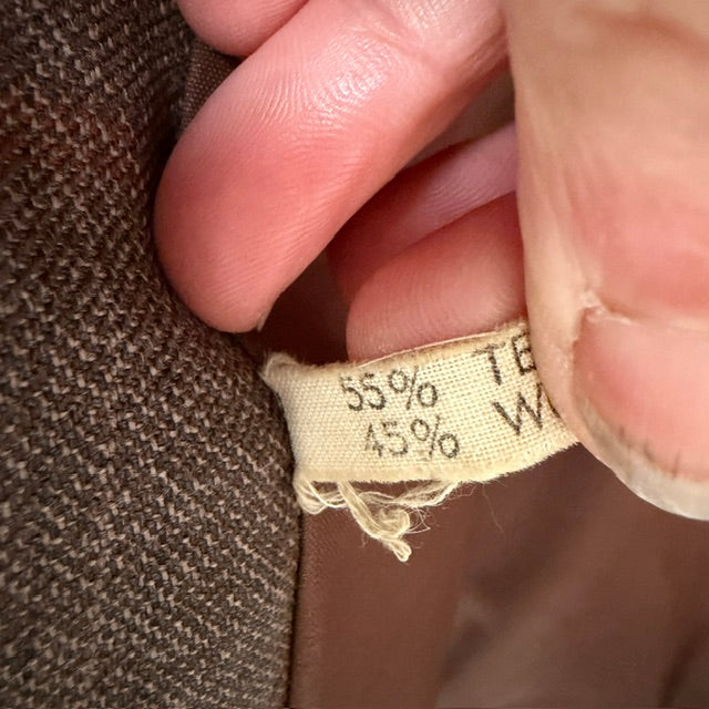 1960s NZ Vintage / Anthony Squires / brown plaid wool blazer jacket / 96R (M) (3920092995644953960)