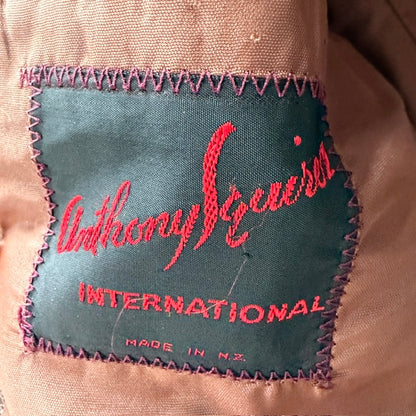 1960s NZ Vintage / Anthony Squires / brown plaid wool blazer jacket / 96R (M) (3920092997185850341)