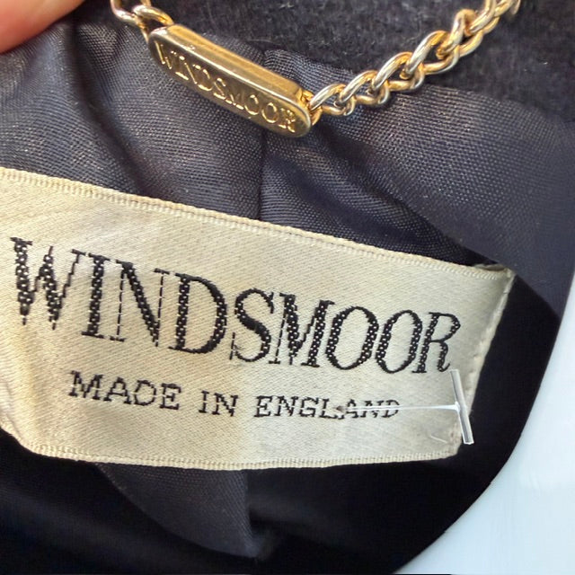 1980s/90s british vintage / WINDSMOOR / Navy Wool & Cashmere  Coat / M/L (3920179341067272034)