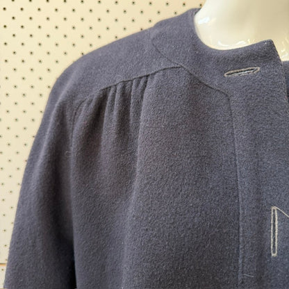 1980s/90s british vintage / WINDSMOOR / Navy Wool & Cashmere  Coat / M/L (3920179345087405521)