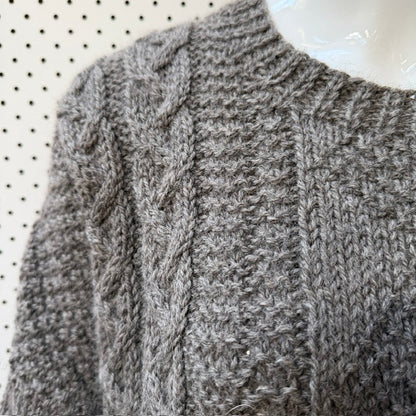 hand knitted / undyed brown wool jumper / L (3920179396793427457)