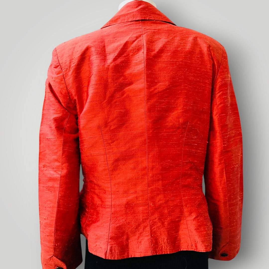Y2k nz vintage / SONYA SMITH /100% Raw Silk Blazer Jacket / 12 (3920179613533581031)