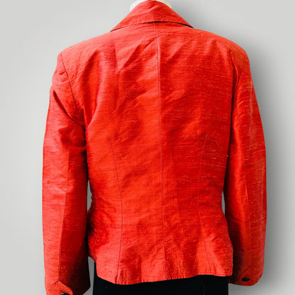Y2k nz vintage / SONYA SMITH /100% Raw Silk Blazer Jacket / 12 (3920179613533581031)