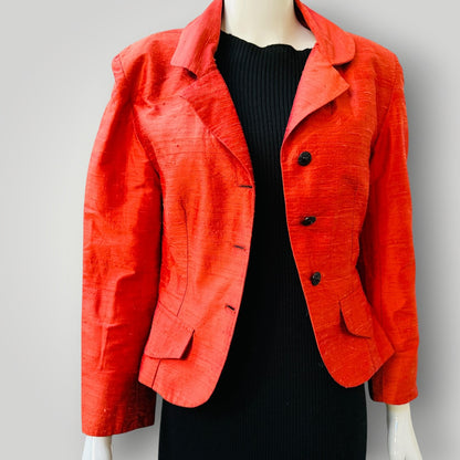 Y2k nz vintage / SONYA SMITH /100% Raw Silk Blazer Jacket / 12 (3920179615560069072)