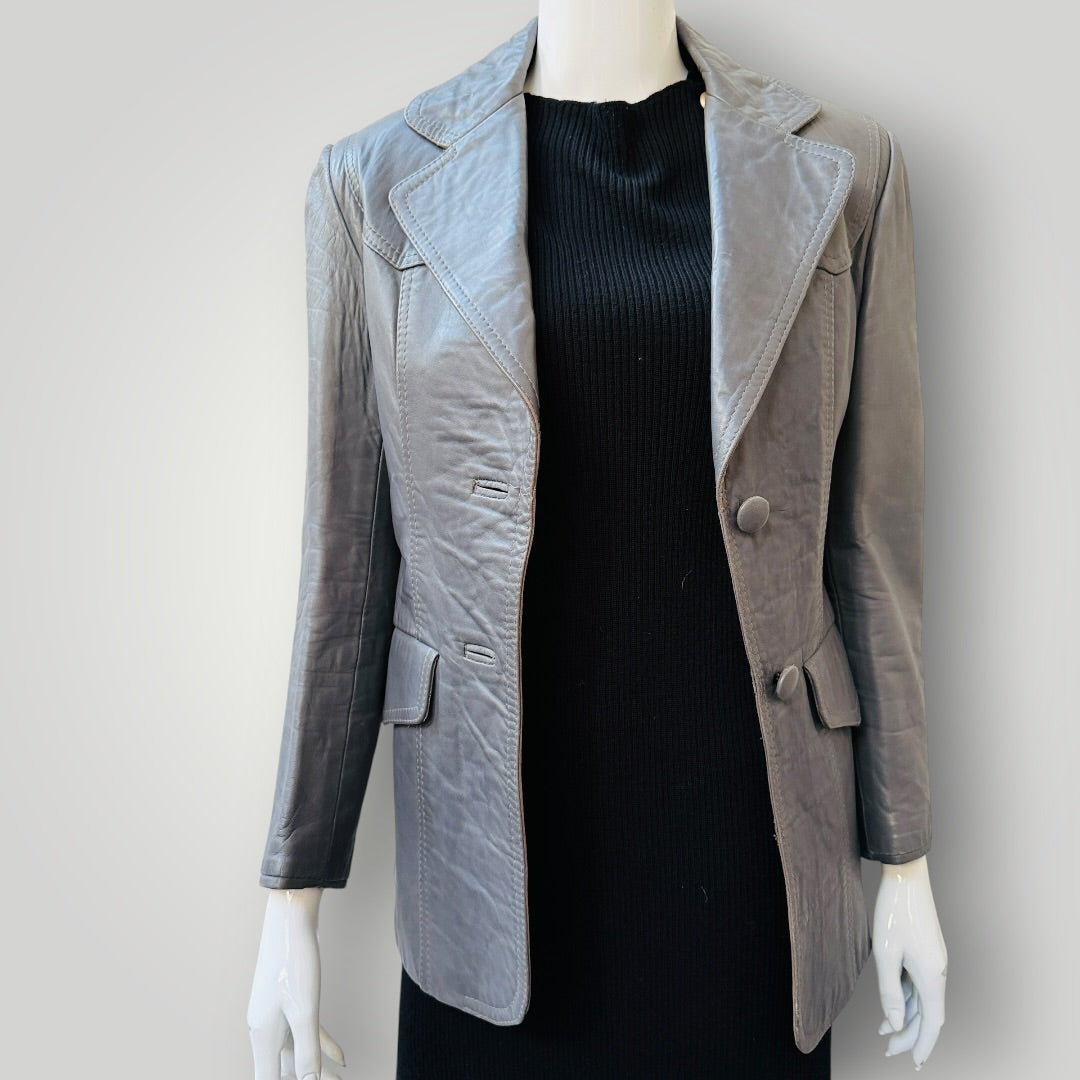 1970s nz vintage / MARCOL / fitted leather jacket / 32 (3920179624177156969)