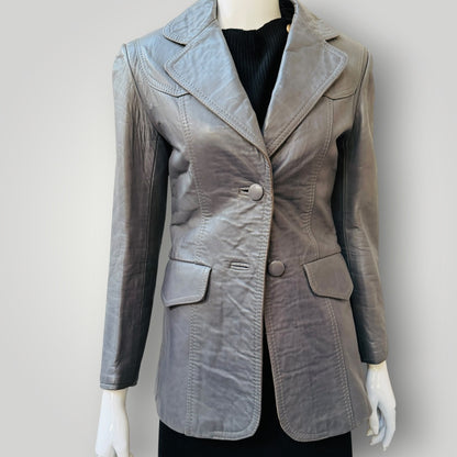 1970s nz vintage / MARCOL / fitted leather jacket / 32 (3920179626102541622)