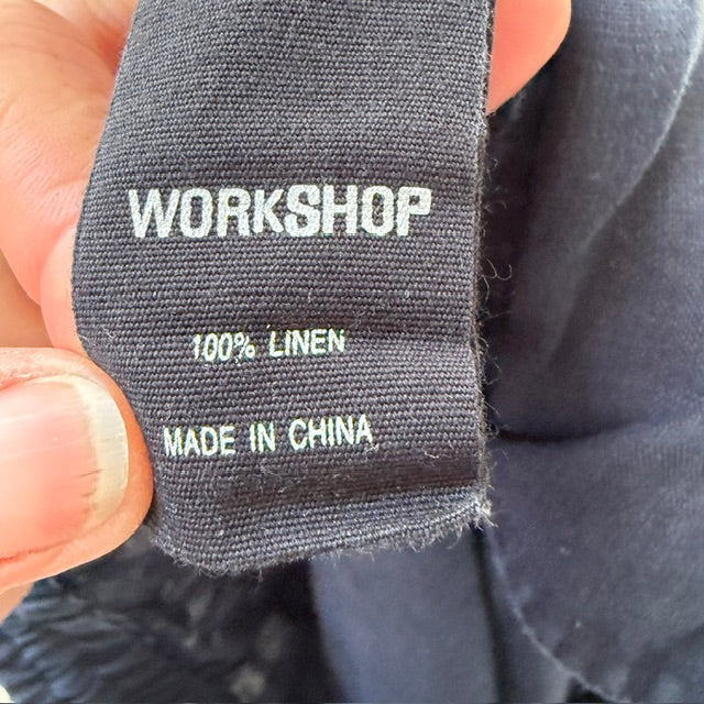 WORKSHOP / blue linen pants / s (3920355013626473681)