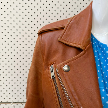 IRO / 'newham' leather biker jacket / brown / s (3920711494764699238)