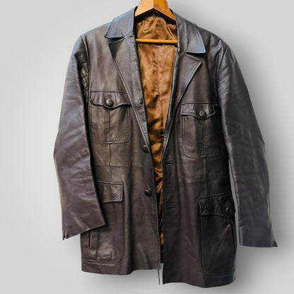 1970s vintage / Leather safari jacket / s/m (3920711712292476732)