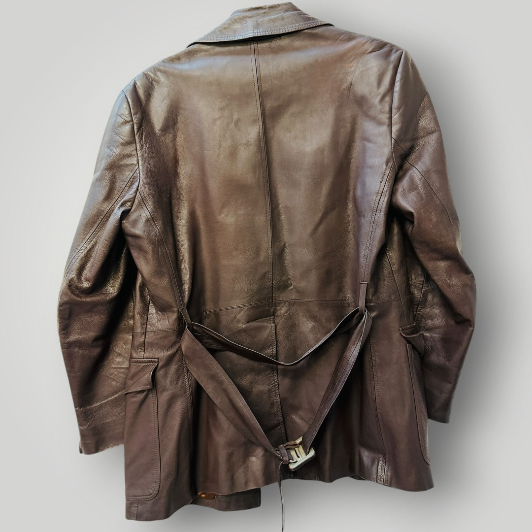 1970s vintage / Leather safari jacket / s/m (3920711717402038319)