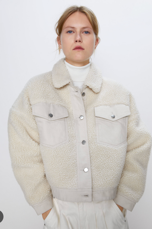 ZARA / faux shearling jacket / s (3920718521132507897)