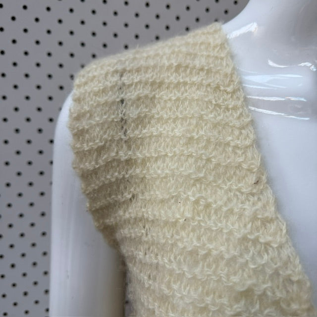 handmade / knitted wool vest / cream / s (3920797478061463841)