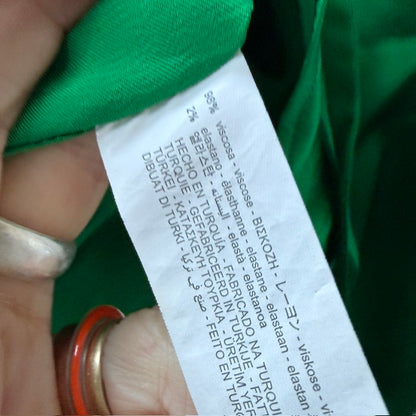 ZARA / kelly green satin top and pants / s (3920797651305950292)