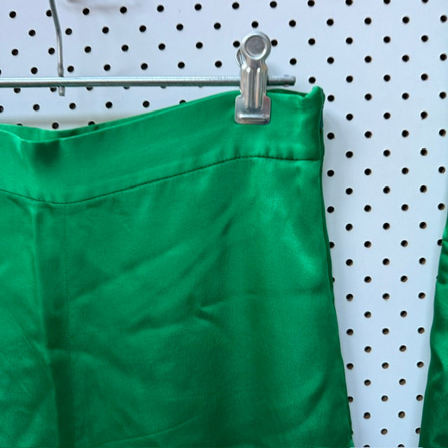 ZARA / kelly green satin top and pants / s (3920797656691461270)