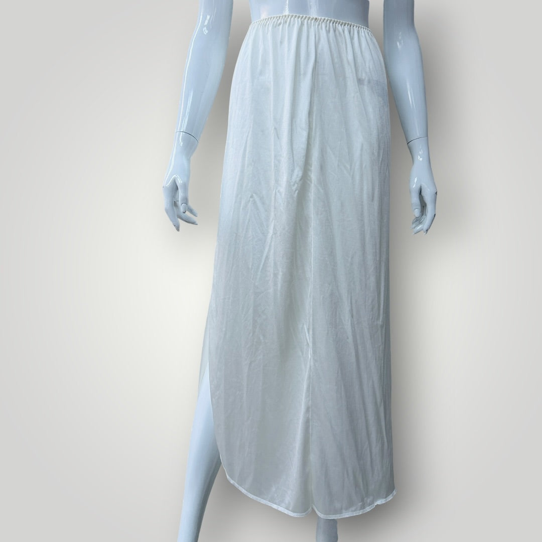 nz vintage lingerie / UNDERFASHION / midi slip skirt / white / made in nz / 12 (3920797848732565879)