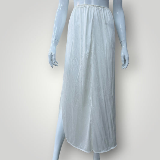 nz vintage lingerie / UNDERFASHION / midi slip skirt / white / made in nz / 12 (3920797848732565879)
