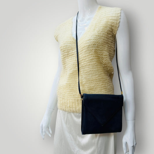 1980s vintage / blue leather cross body bag / made in nz (3920797900852280940)