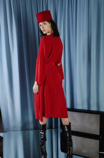 MISS CRABB / dusk till dawn robe and dress / silk / one size / red (3920801833986215314)