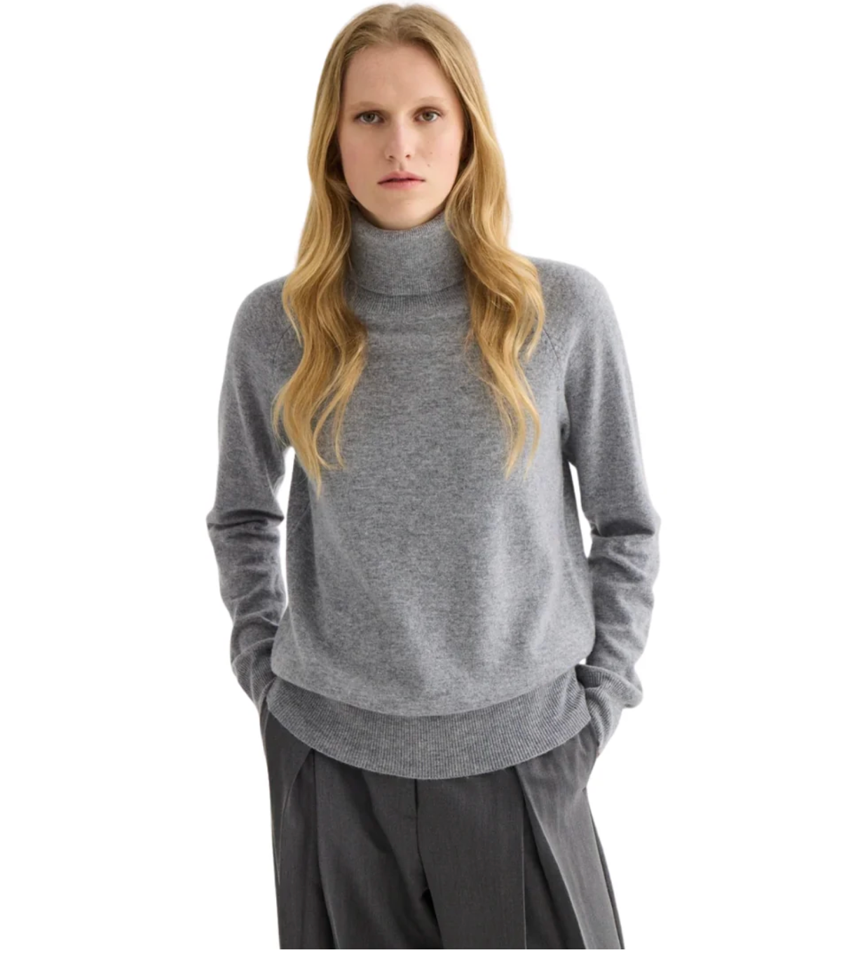 LAING / 'ashwell' roll neck jumper / 100% cashmere / L (3920880257161342807)