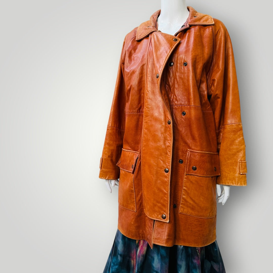 1980s NZ vintage / Morrisons Australia / leather car coat / rare / 34 (3920964157826638259)