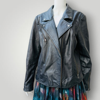 EMERGE / black leather biker jacket / 20 (3920964161333552007)