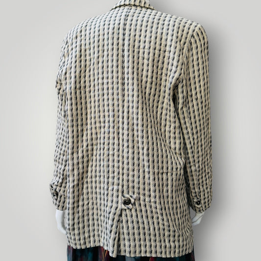 1990s NZ vintage / TRISH GREGORY / Linen-Viscose Oversized Blazer / s/m/l (3920964169540463443)