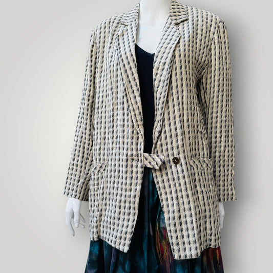 1990s NZ vintage / TRISH GREGORY / Linen-Viscose Oversized Blazer / s/m/l (3920964171757069692)