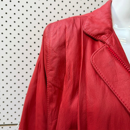 1990s vintage / KNIGHTS TAILORS / red leather bomber jacket / m (3921321308534613929)