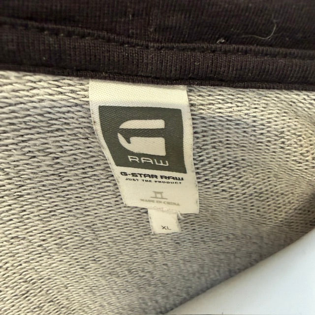G STAR / grey hooded zip up sweatshirt / XL (3921321342991805382)