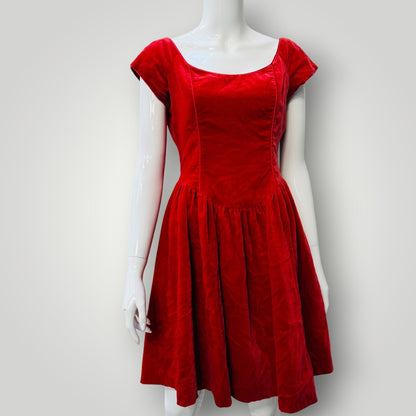 1980s or 1990s / LAURA ASHLEY / velvet party dress / s / made in great britain (3921321517921290533)