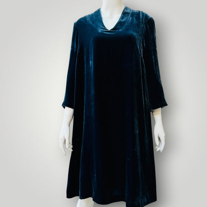 SEASALT CORNWALL / hollyhock dress / silk velvet / blue / 14 (3921321523906977809)