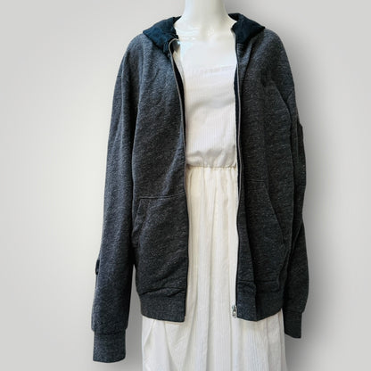 G STAR / grey hooded zip up sweatshirt / XL (3921321533778765998)