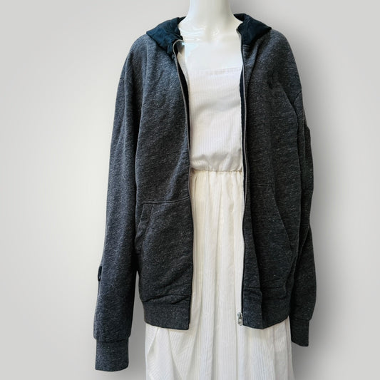 G STAR / grey hooded zip up sweatshirt / XL (3921321533778765998)